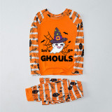 Halloween Matching Family Pajamas Exclusive Design Let's Go Ghouls Ghost Orange Stripes Pajamas Set