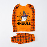 Halloween Matching Family Pajamas Exclusive Design Let's Go Ghouls Ghost Orange Plaids Pajamas Set
