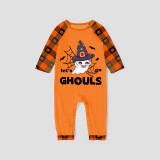 Halloween Matching Family Pajamas Exclusive Design Let's Go Ghouls Ghost Orange Plaids Pajamas Set