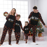 Halloween Matching Family Pajamas Skeleton Peace Love Heart Pumpkin Ghost Faces Black Pajamas Set