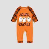 Halloween Matching Family Pajamas Exclusive Design Squad Ghouls Orange Plaids Pajamas Set