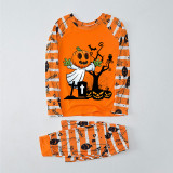 Halloween Matching Family Pajamas Exclusive Design Tomb Pumpkin Orange Stripes Pajamas Set