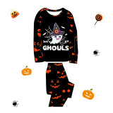 Halloween Matching Family Pajamas Exclusive Design Let's Go Ghouls Ghost Pumpkin Ghost Faces Print Black Pajamas Set