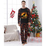 Halloween Matching Family Pajamas Exclusive Design It's Spooky Season Cat Pumpkin Ghost Faces Print Black Pajamas Set