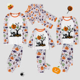 Halloween Matching Family Pajamas Exclusive Design Tomb Pumpkin White Pajamas Set