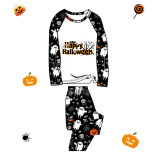 Halloween Matching Family Pajamas Exclusive Design Happy Halloween Word Art White Pajamas Set