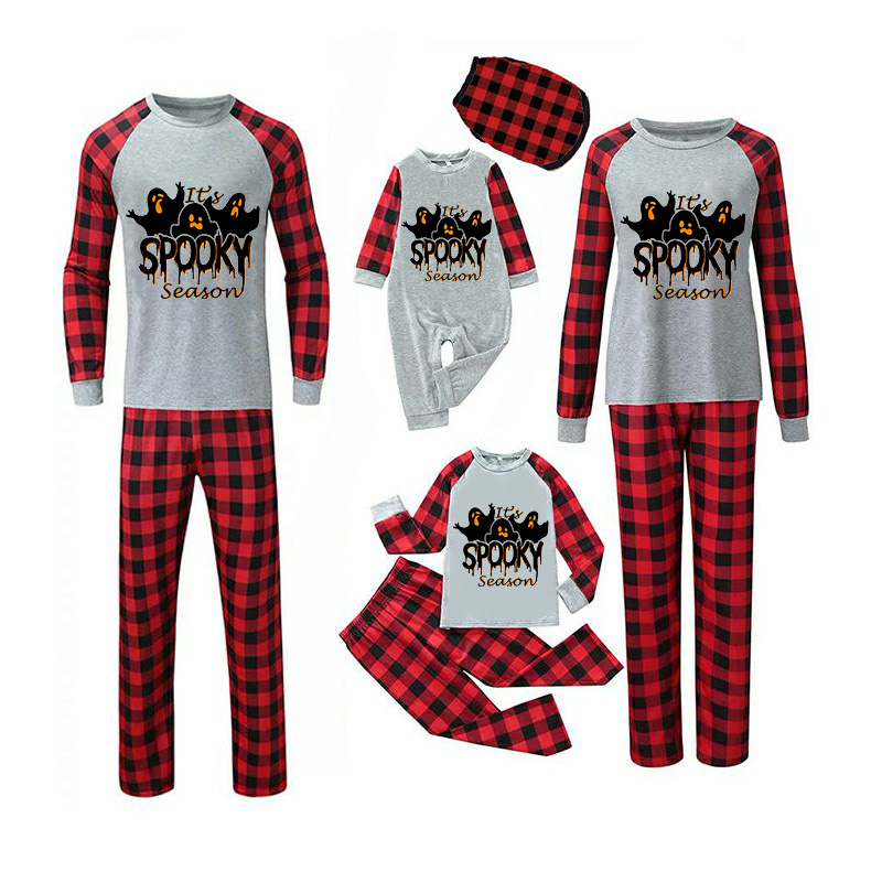 Halloween Matching Family Pajamas Exclusive Design It's Spooky Season Ghosts Gray Pajamas Set