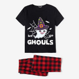 Halloween Matching Family Pajamas Exclusive Design Let's Go Ghouls Ghost Black Pajamas Set