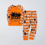 Halloween Matching Family Pajamas Exclusive Design It's Spooky Season Ghosts Orange Stripes Pajamas Set