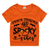 Halloween Kids Boy&Girl Tops Thick Thighs And Spooky Vibes T-shirts
