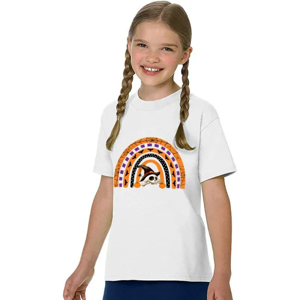 Halloween Kids Boy&Girl Tops Exclusive Design Semi-circle Skull T-shirts