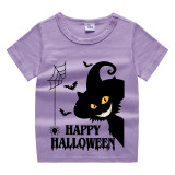 Halloween Kids Boy&Girl Tops Exclusive Design Witch Cat T-shirts