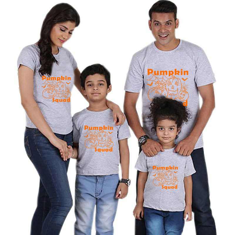 Halloween Matching Family Pajamas Exclusive Design Orange Pumpkin Squad T-shirts