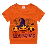 Halloween Kids Boy&Girl Tops Boo Squad Witch Hat Pumpkins T-shirts
