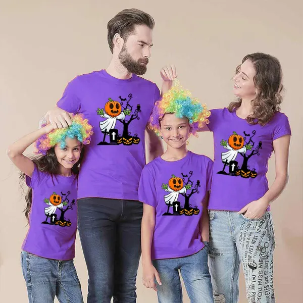 Halloween Matching Family Pajamas Exclusive Design Tomb Pumpkin T-shirts