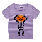 Halloween Kids Boy&Girl Tops Skeleton Happy Face Pumpkin T-shirts