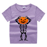 Halloween Kids Boy&Girl Tops Skeleton Happy Face Pumpkin T-shirts