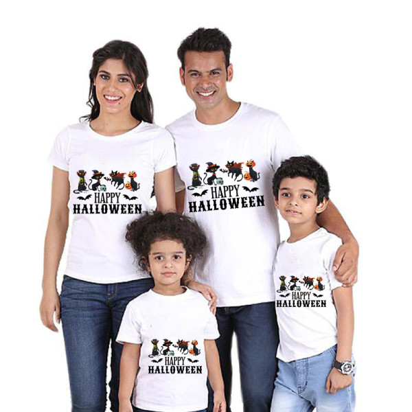 Halloween Matching Family Pajamas Exclusive Design Four Cats T-shirts