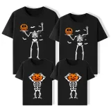 Halloween Matching Family Tops Exclusive Design Skeleton Pumpkin T-shirts