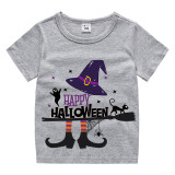 Halloween Kids Boy&Girl Tops Exclusive Design Witch Hat Boots T-shirts