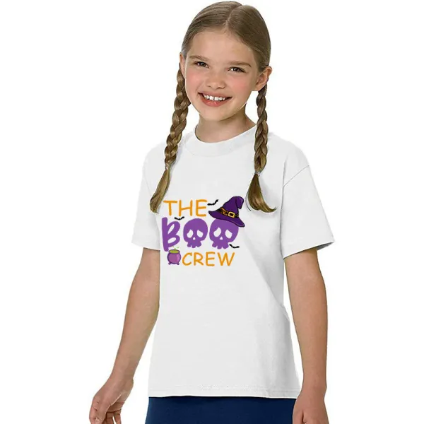 Halloween Kids Boy&Girl Tops Exclusive Design The Boo Crew Skulls T-shirts