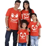 Halloween Matching Family Tops Daddy Mommy Little Pumpkin Face Red T-shirts