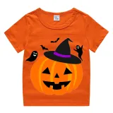 Halloween Kids Boy&Girl Tops Witch Hat Pumpkin Ghosts T-shirts