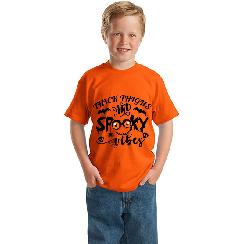 Halloween Kids Boy&Girl Pajamas Thick Thighs And Spooky Vibes T-shirts