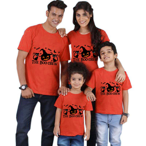 Halloween Matching Family Tops Exclusive Design Two Cats Pumpkin T-shirts