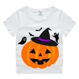 Halloween Kids Boy&Girl Tops Witch Hat Pumpkin Ghosts T-shirts