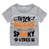 Halloween Kids Boy&Girl Tops Thick Thighs And Spooky Vibes Pumpkin T-shirts