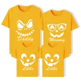 Halloween Matching Family Tops Daddy Mommy Little Pumpkin Face Red T-shirts
