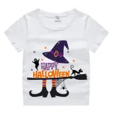 Halloween Kids Boy&Girl Tops Exclusive Design Witch Hat Boots T-shirts