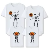 Halloween Matching Family Tops Exclusive Design Skeleton Pumpkin T-shirts