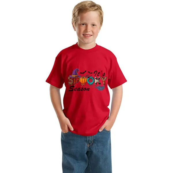 Halloween Kids Boy&Girl Tops It's Spooky Season Word Art T-shirts