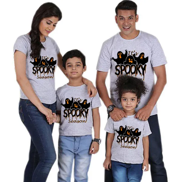 Halloween Matching Family Tops It's Spooky Season Ghosts Gray T-shirts