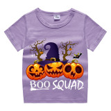 Halloween Kids Boy&Girl Tops Boo Squad Witch Hat Pumpkins T-shirts