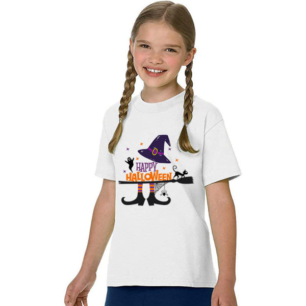 Halloween Kids Boy&Girl Tops Exclusive Design Witch Hat Boots T-shirts