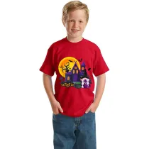 Halloween Kids Boy&Girl Tops The Castle And Witch T-shirts