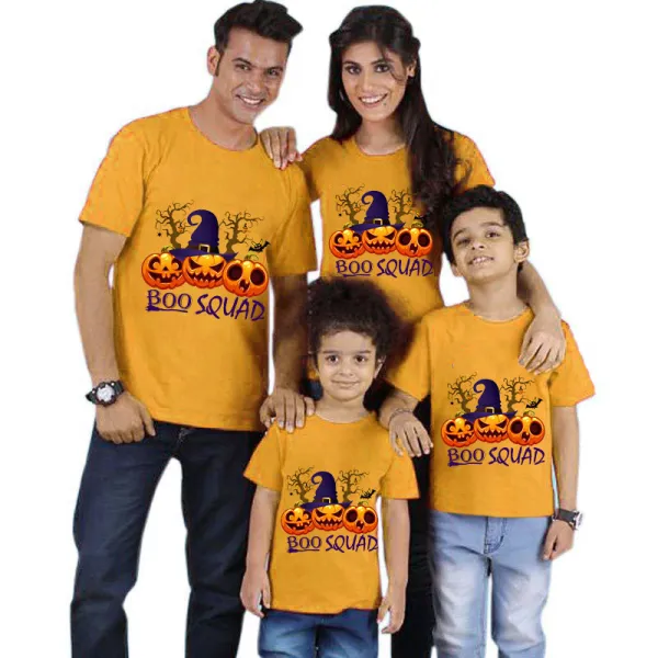 Halloween Matching Family Tops Exclusive Design Boo Squad Witch's Hat Pumpkins T-shirts