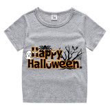 Halloween Kids Boy&Girl Tops Happy Halloween Word Art T-shirts