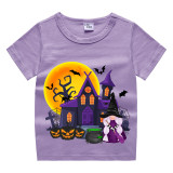 Halloween Kids Boy&Girl Tops The Castle And Witch T-shirts
