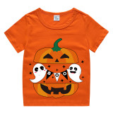 Halloween Kids Boy&Girl Tops Boo Pumpkin Two Ghosts T-shirts