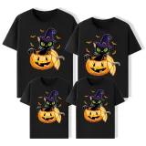 Halloween Matching Family Tops Exclusive Design Cat And Pumpkin T-shirts