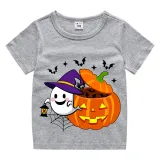 Halloween Kids Boy&Girl Tops Ghost With Pumpkin T-shirts