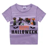 Halloween Kids Boy&Girl Tops Exclusive Design Four Cats T-shirts