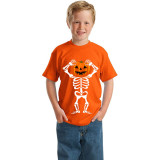 Halloween Kids Boy&Girl Tops Skeleton Happy Face Pumpkin T-shirts