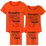 Halloween Matching Family Pajamas Exclusive Design Black Pumpkin Squad T-shirts