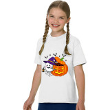 Halloween Kids Boy&Girl Tops Ghost With Pumpkin T-shirts