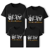 Halloween Matching Family Tops Peace And Love Heart Ghost T-shirts
